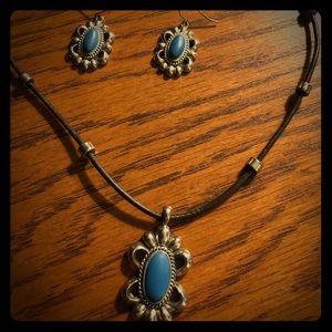 Chaps Turquoise Necklace & Earrings